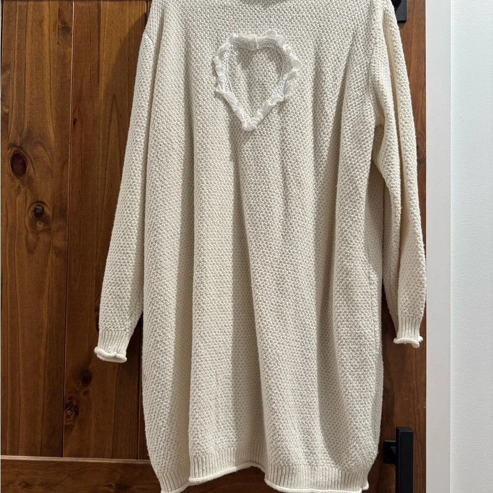 POL Cream Knit Cardigan with Lace Trim - Picture 6 of 8